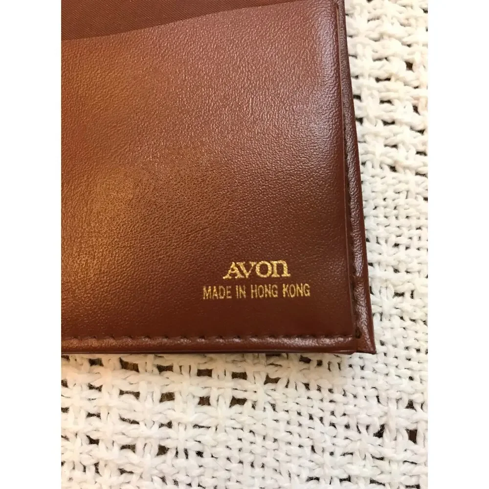 Vintage Avon Star Brand Clamshell Fold Out Dark Brown Cognac Coin Wallet